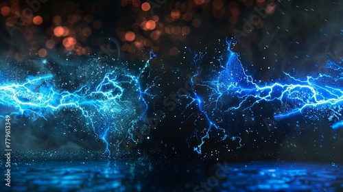A versus banner highlighted by blue sparkling lightning, adding an electrifying element to the theme of competition