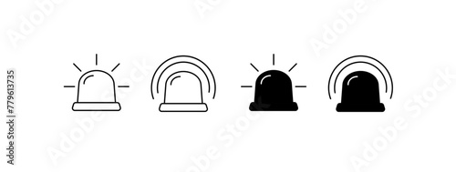 Flashing lights icons. Linear, set of flashing lights for alarm icon design. Vector icons