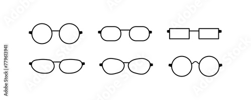Glasses icons. Outline, a set of points for character design. Vector icons