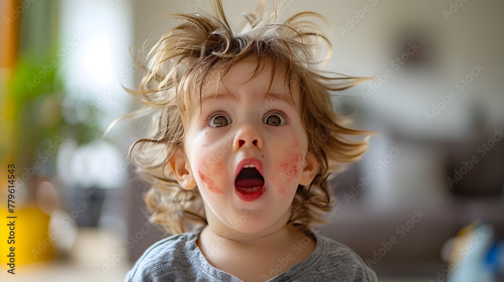 Energetic Headshot of Screaming Young Child with Messy Hair and Vibrant Facial Expression Energetic Headshot of Screaming Young Child with Messy Hair and Vibrant Facial Expression