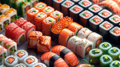 isometric sushi pattern photo