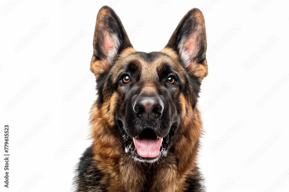 German Shepherd portrait on white background