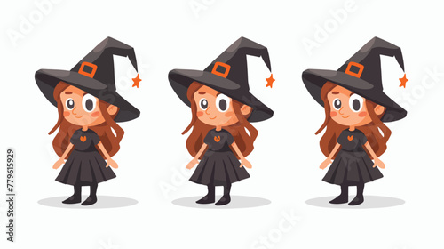 Illustration of a toon kid in a witch costume Flat vector
