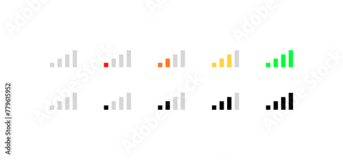 Communication indicator icons. Linear, different signal communication icons, communication indicators. Vector icons