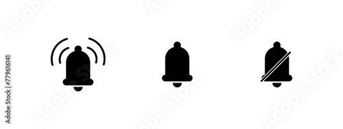 Sound bells icons. Silhouette, black, on off sound bells buttons. Vector icons