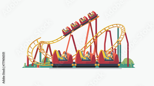 Illustration of isolated rollercoaster ride on white