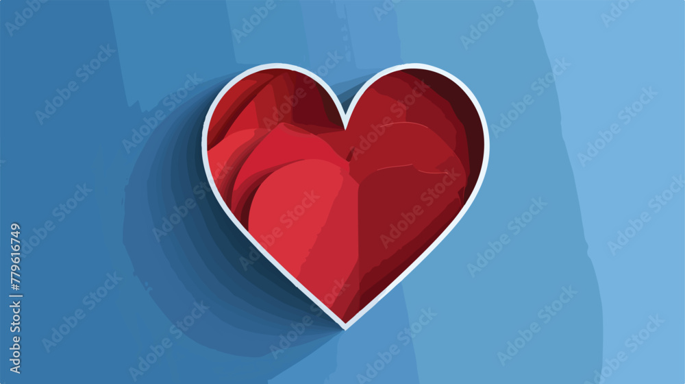 Illustration of Valentines Day. Paper red heart with