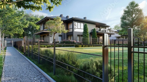 Create an image showing a FENCE of a private modern home. © Zahid