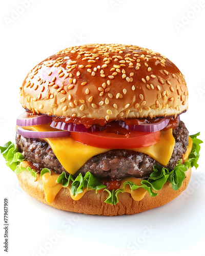 Realistic burger on white background