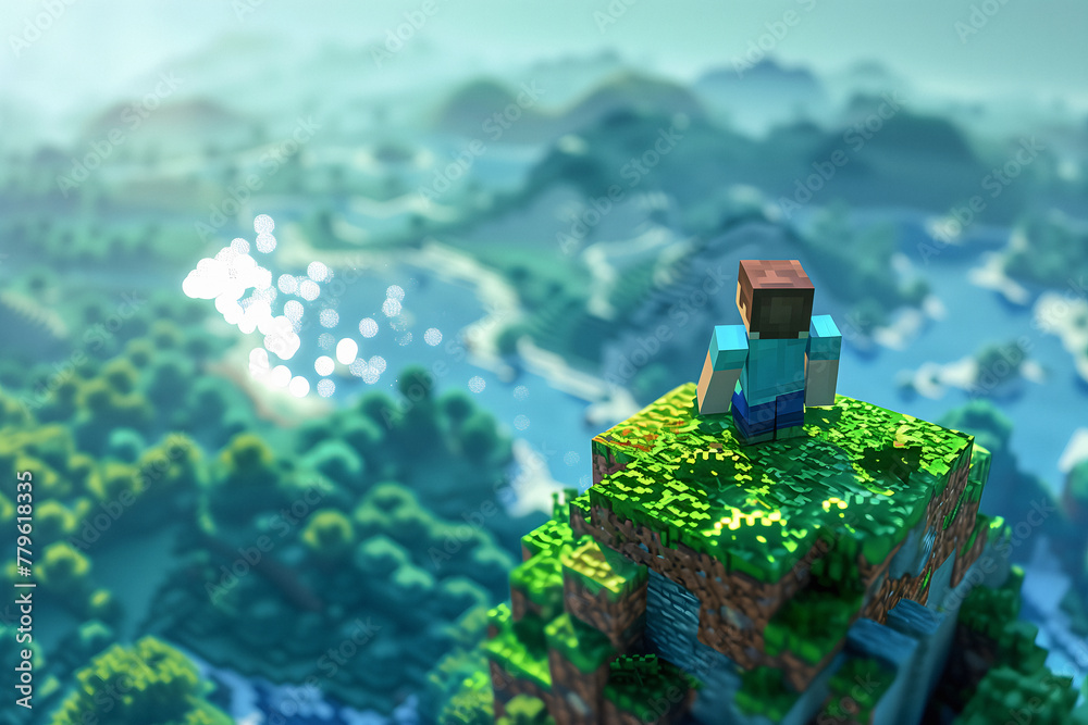 Pixel Man In Fantasy Pixel Art World Or Universe, Pixelart Game Design