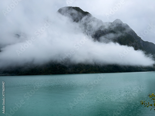 Autumn landscape in Briksdalbreen glacier valley in South Norway, Europe. photo