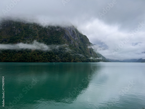 Autumn landscape in Briksdalbreen glacier valley in South Norway  Europe.