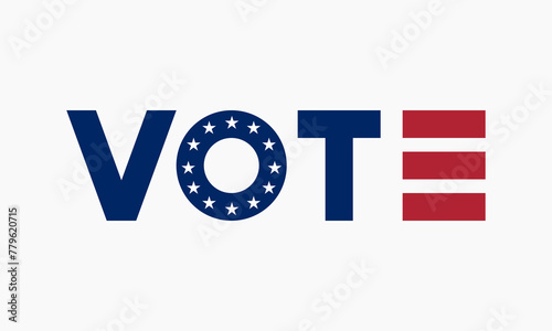 Vote geometric shapes word banner or icon. American federal or municipal elections poster. European parliament election label.