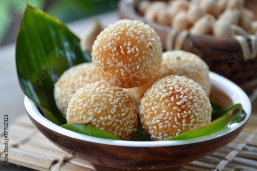 Indonesian snack Onde Onde or Sesame Balls