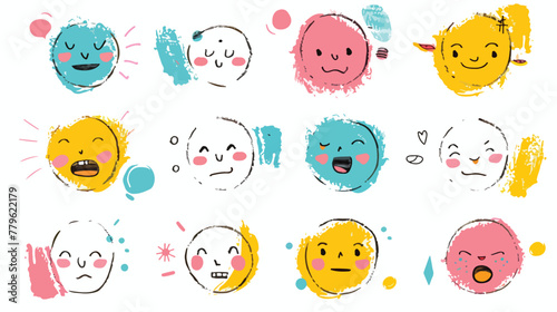 Hand drawn emoticons Cute expression faces for sendin