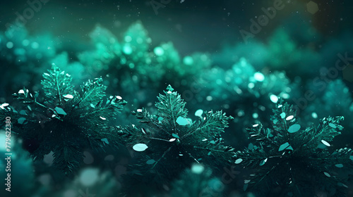 Digital green snowflake glitter pattern abstract poster web page PPT background