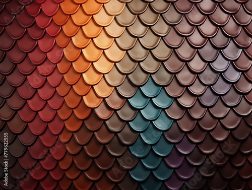 Multicolored pattern with fish scale abstract texture.