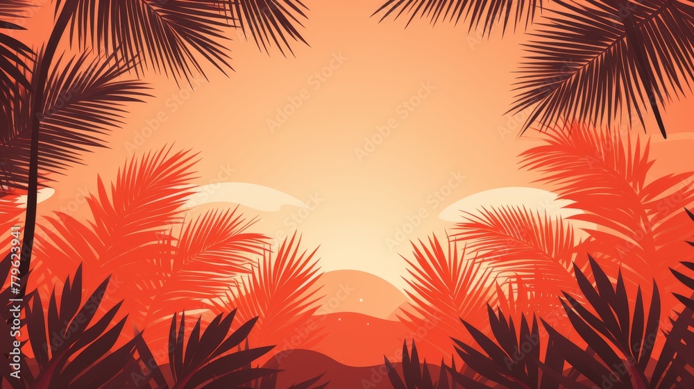 Abstract summer sale banner with flat illustration for eye catching poster design