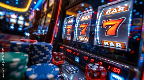 Casino excitement with slot machine jackpot