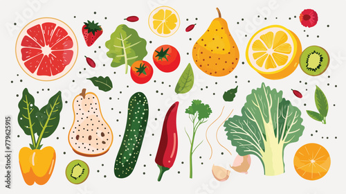 Fototapeta Naklejka Na Ścianę i Meble -  Healthy food clean eating selection fruit vegetable s