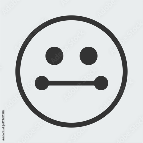 Sullen look, Sad face icon. Easily editable outline emoticon symbol.