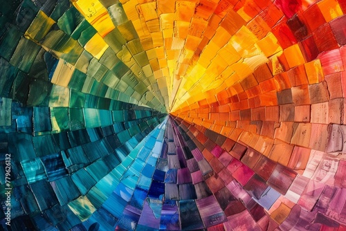 Color wheel explosion, perfectly segmented hues, crisp and graphic photo