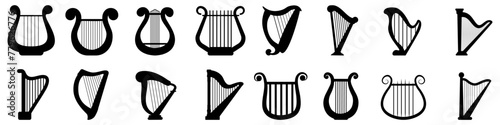 Harp icon vector set. Music illustration sign collection. Orchestra symbol or logo. photo