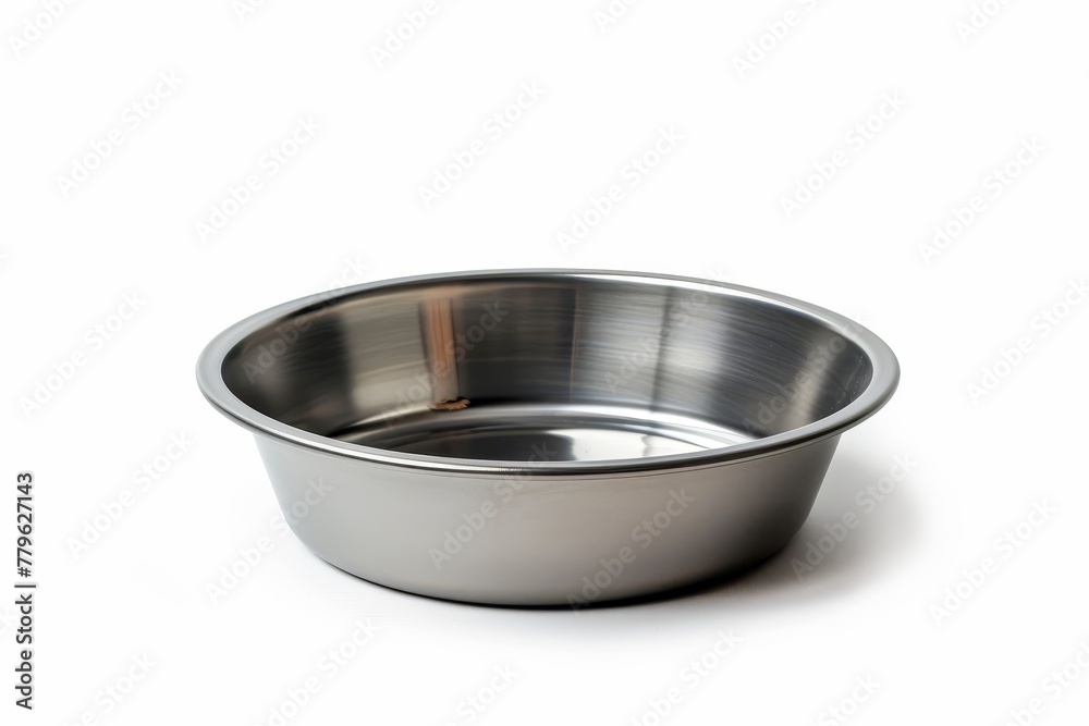 Metal cat bowl isolated on white background Metal cat bowl isolated on white background