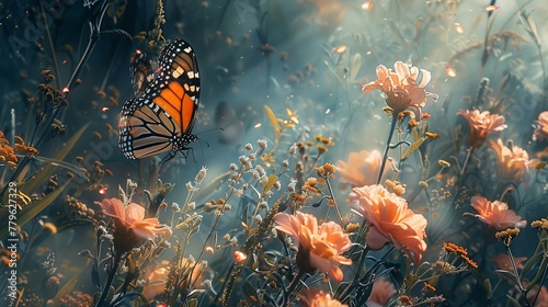 Ethereal garden in bloom butterflies among hopes blossom 1