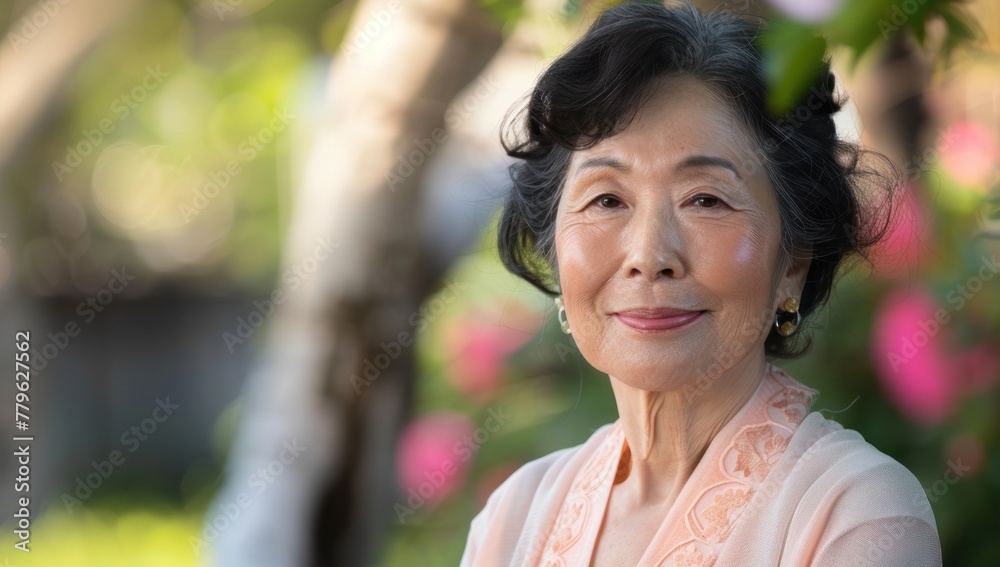 Graceful Elderly Woman Reflecting on a Lifetime of Stories Generative AI. Graceful Elderly Woman Reflecting on a Lifetime of Stories Generative AI.