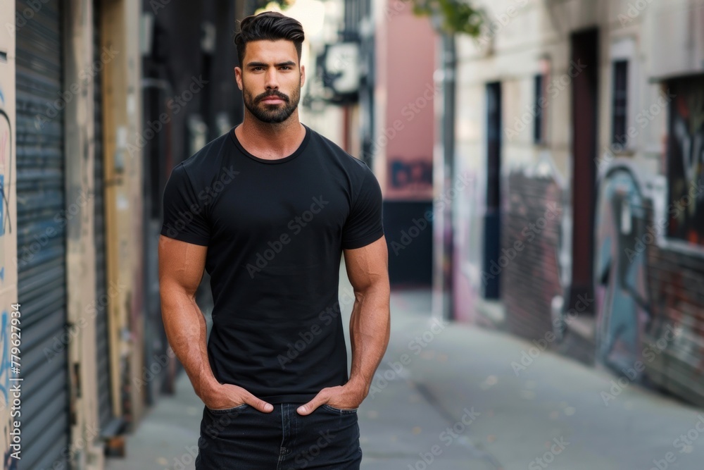 Casual Confidence: Fashion-Forward Man in the Metropolitan Buzz - Generative AI Casual Confidence: Fashion-Forward Man in the Metropolitan Buzz - Generative AI
