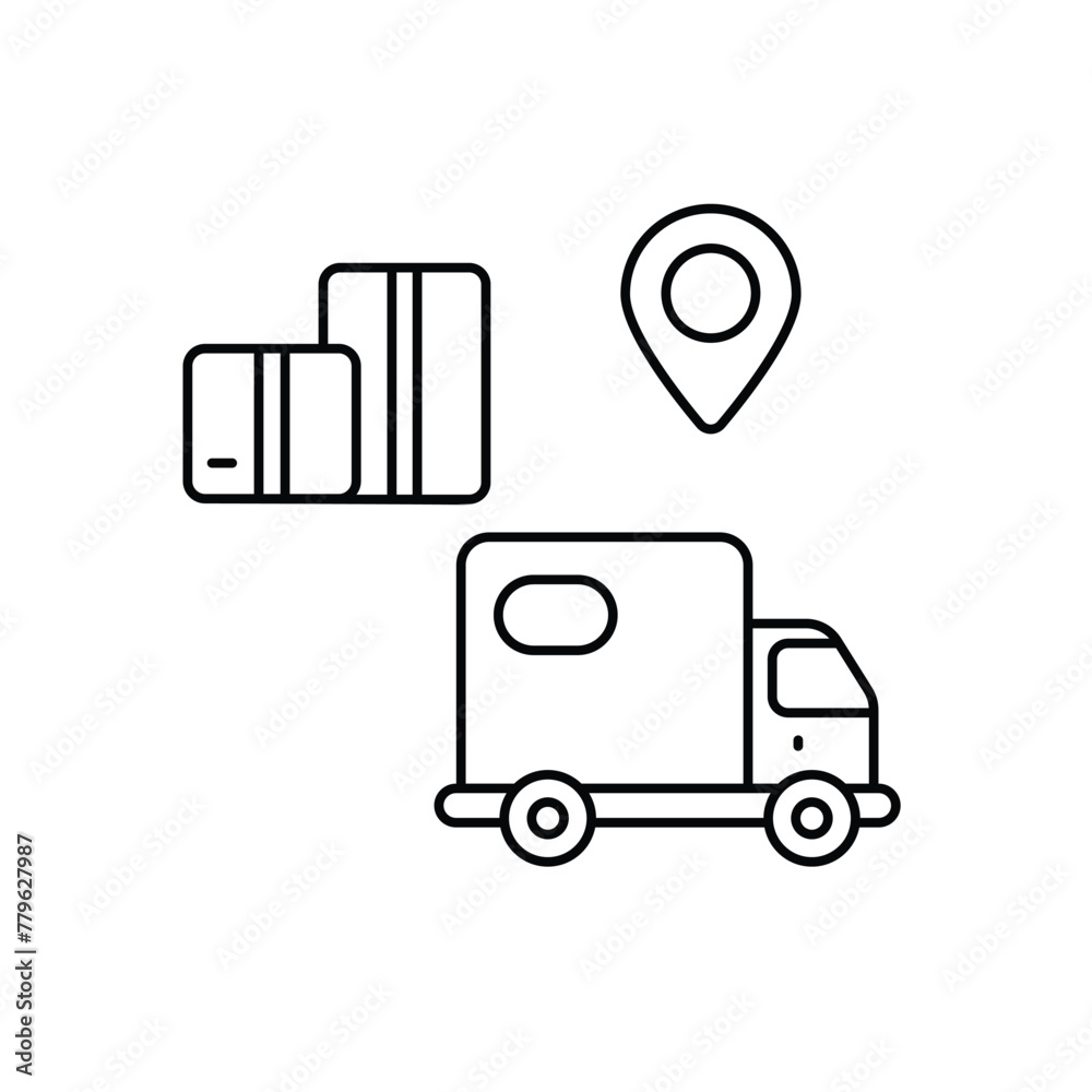 Delivery Truck vector icon, cardgo box icon, delivery box icon, vector concept icon
