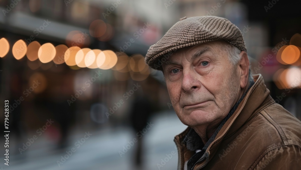 Wise Gaze of Experience: A Senior's Portrait in the City - Generative AI