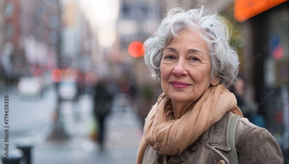 Graceful Elegance in the City: Senior Woman's Chic Urban Portrait Generative AI.