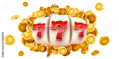 Slot machine wins the jackpot. 777 Big win concept. Casino jackpot.