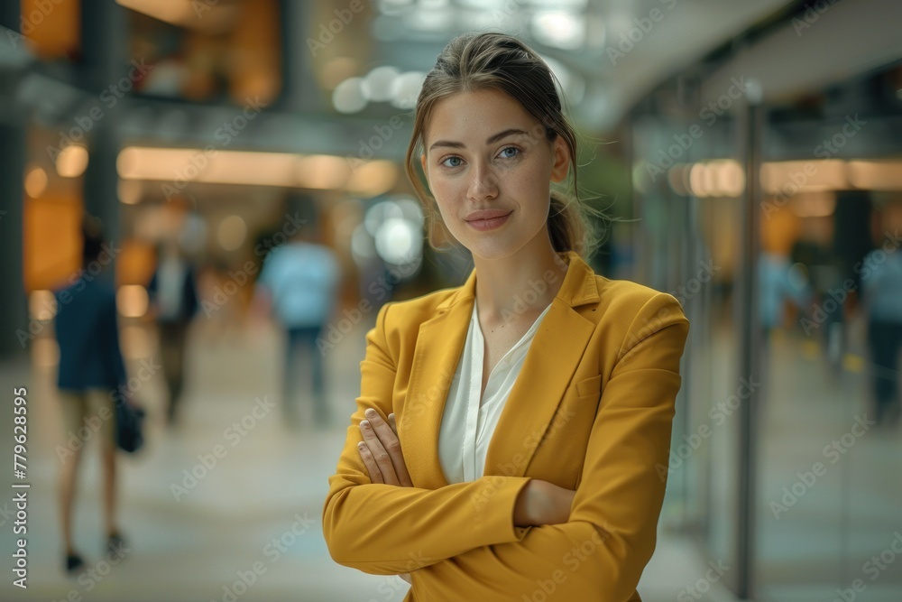 Fototapeta premium Corporate Confidence: Stylish Young Businesswoman's Poise - Generative AI