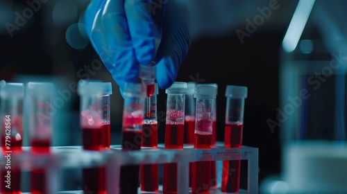 Blood Test Tubes In Laboratory
