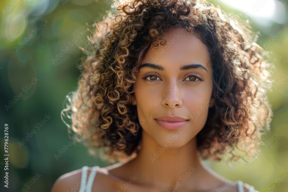 Serene Beauty in Nature: Mixed Race Woman’s Calm Portrait by Generative AI Serene Beauty in Nature: Mixed Race Woman’s Calm Portrait by Generative AI