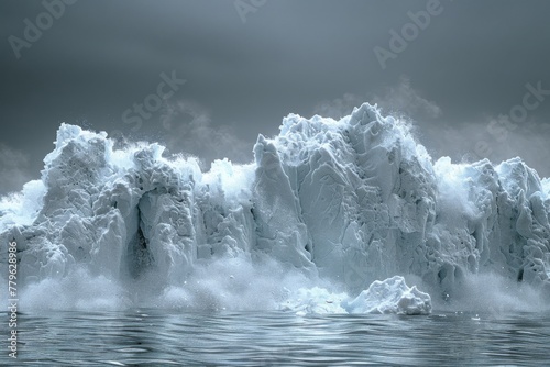 A dramatic glacier calving event demonstrates the power and volatility of nature. photo