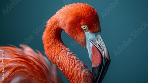 Vivid close-up of a flamingo