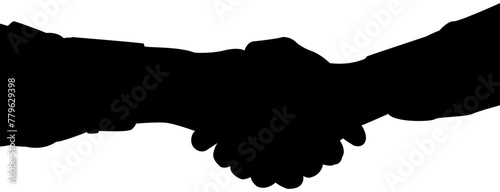 Business agreement concept: Two businessman shaking hands silhouette. Two people handshaking vector illustraion.