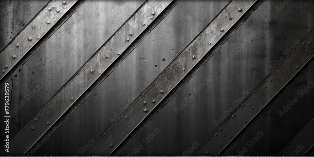 Silver black grunge diagonal stripes industrial background warning frame, vector grunge texture warn caution, construction, safety background with copy space for photo or text design - obrazy, fototapety, plakaty 
