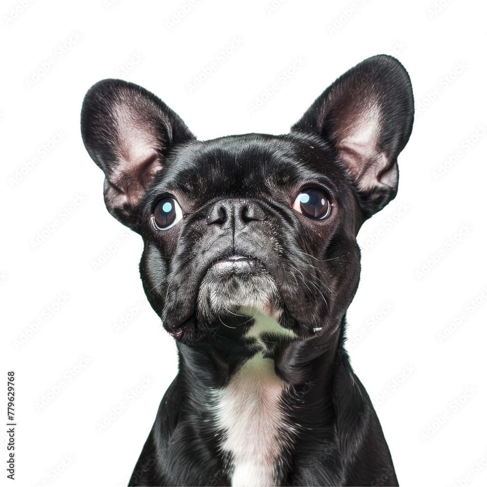 Black dog with white collar on Transparent Background
