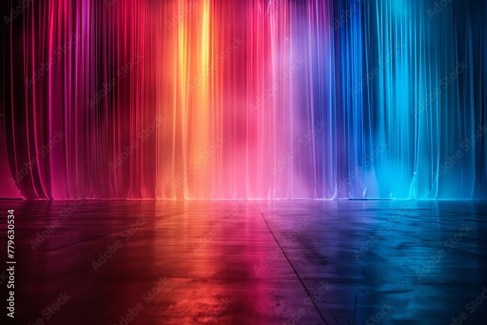 Abstract gradient theatre, colors play on a stage of infinite possibility