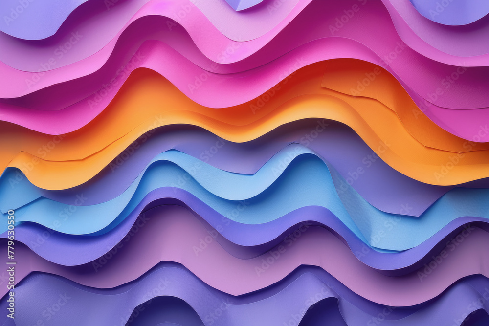 Abstract paper craft shapes in bright colors and photorealistic lilac background. Abstract paper craft shapes in bright colors and photorealistic lilac background.