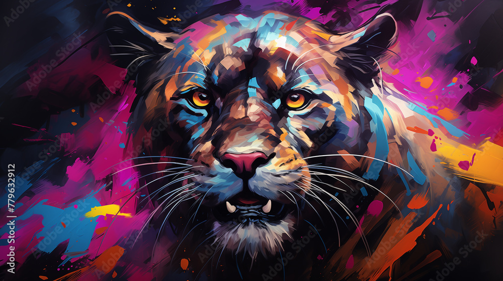 creative poster with colorful tiger