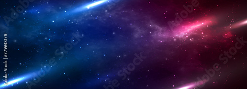 Stunning galaxy and nebula in space. Panorama view universe space shot of milky way galaxy with stars on a night sky background. Universe filled with stars  nebula and galaxy. Science Vector EPS10.