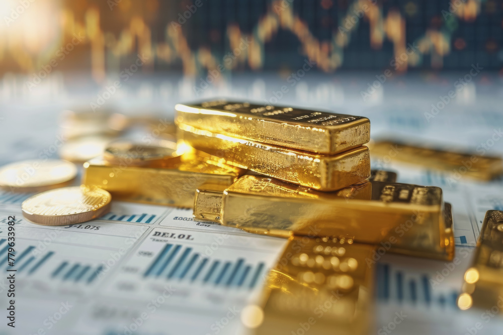 Gold and stock chart trend background chart. Gold and stock chart trend background chart.