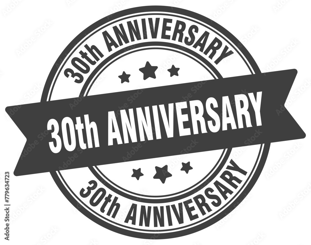 30th anniversary stamp. 30th anniversary label on transparent background. round sign