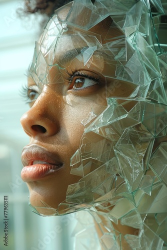 Shattered Reflection: Abstract Portrait of a Woman
